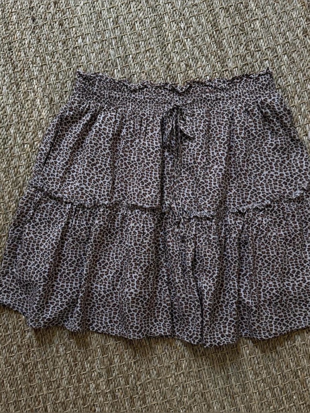 Tiered Leopard Print Skirt in Brown
